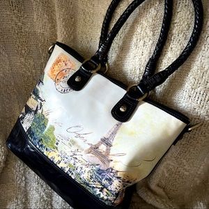 Patricia Nash Lésina Paris Postcard leather satchel purse
